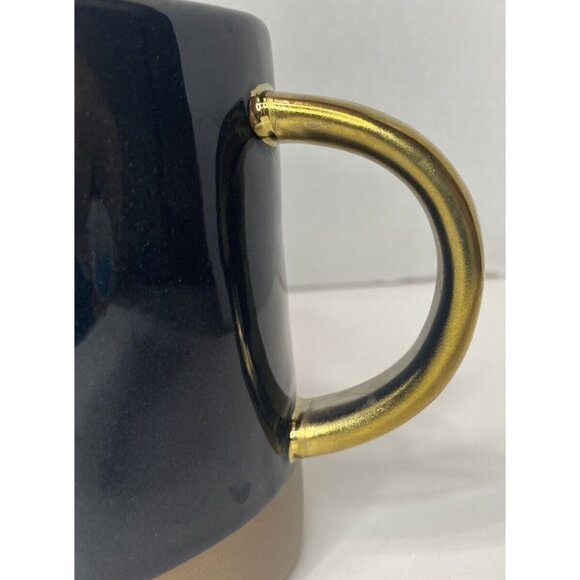 World Market Gold-Handled Black Ceramic Mug With Matte Brown Base - Picture 3 of 7